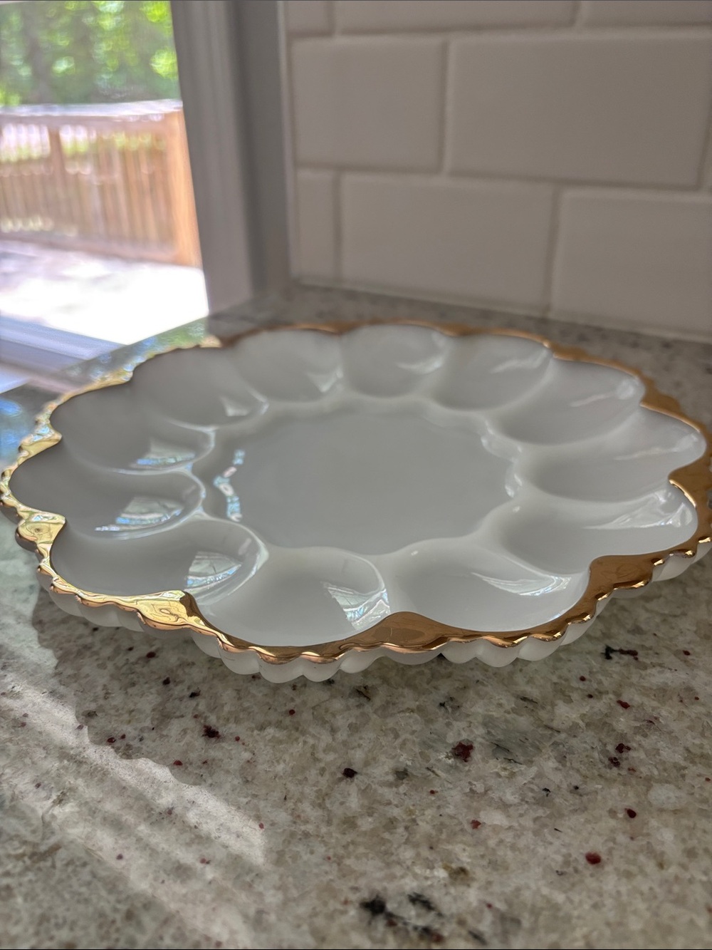 Vintage Anchor Hocking milk glass deviled egg plate